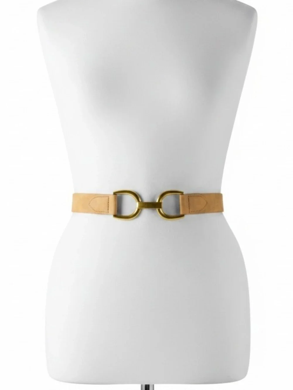Kohl's Tan Leather Belt with Brass D-Ring Hardware S/M